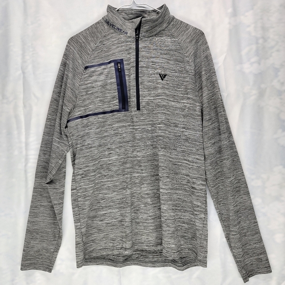 Levelwear Golf Quarter Zip Rampart Pullover Shirt Gray Blue Medium Modern Fit - Picture 1 of 4